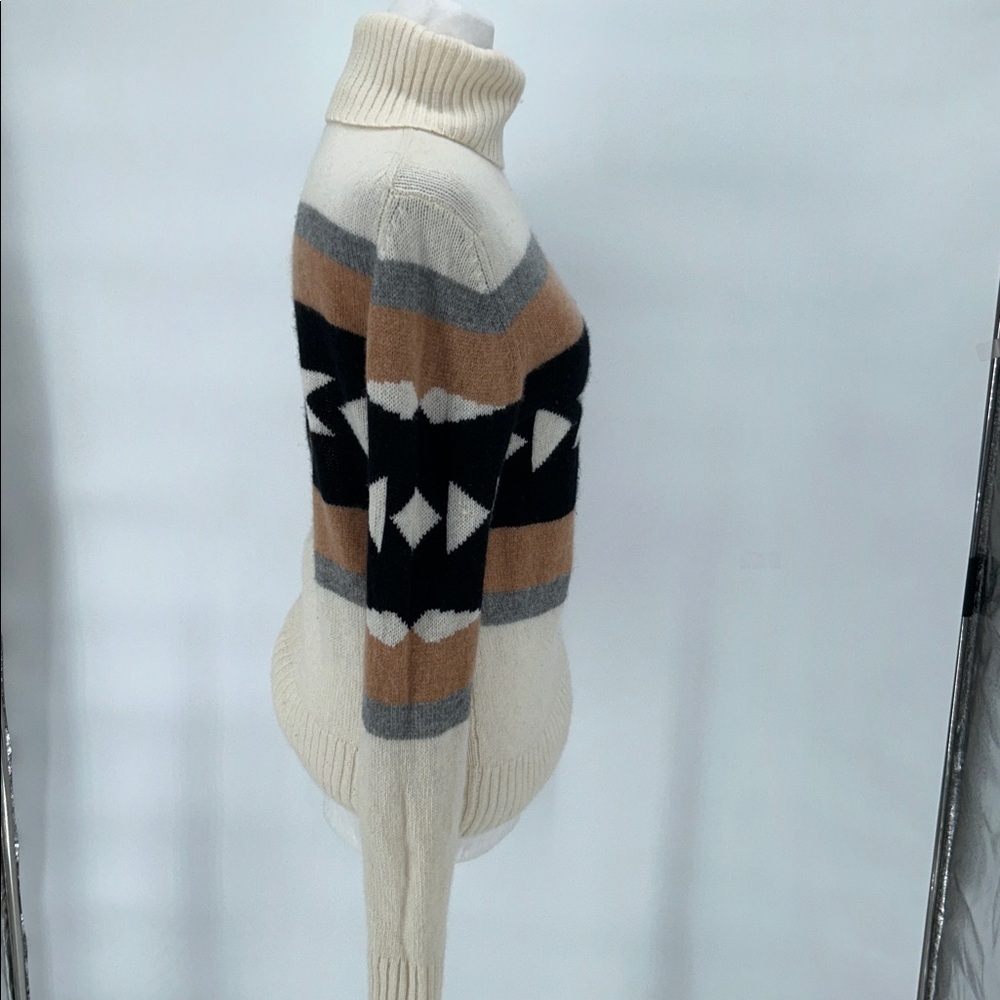 Perch x Apres 100% Cashmere Turtleneck Sweater Aztec Geometric Small - Picture 5 of 12
